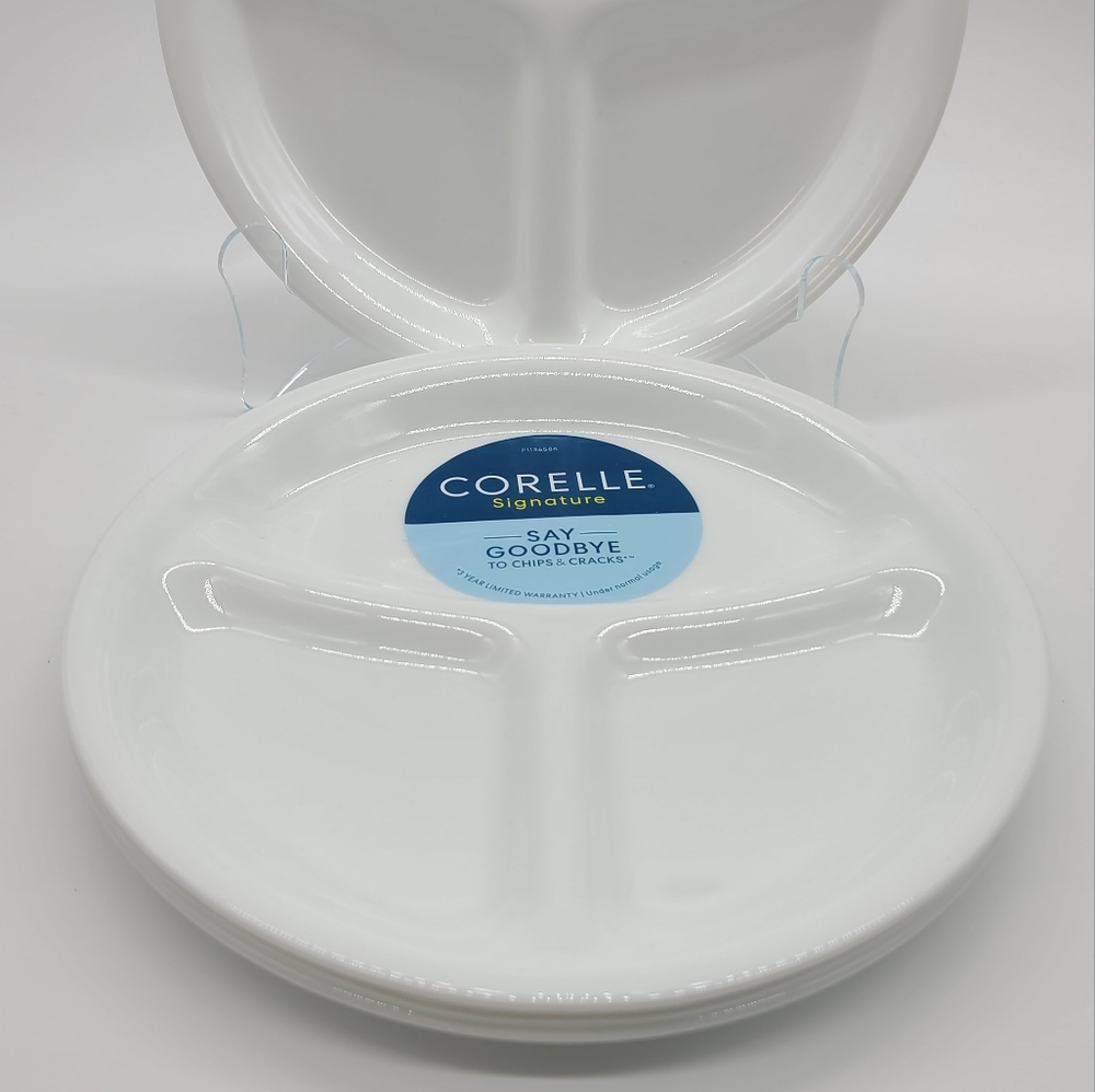 Corelle 8.5" Divided Plates Four Plates